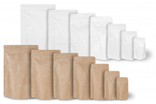 Kraft stand up pouches - brown and white | PIT Packaging.ie | Bestbuyenvelopes
