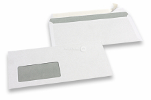 Basic window envelopes, 110 x 220 mm, 80 grs., window left 45 x 90 mm, window position 20 mm from the left side and 15 mm from the bottom, strip closure | PIT Packaging.ie | Bestbuyenvelopes