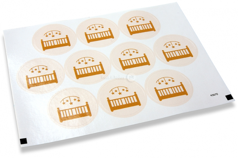 Birth envelope seals - bedstead with stars