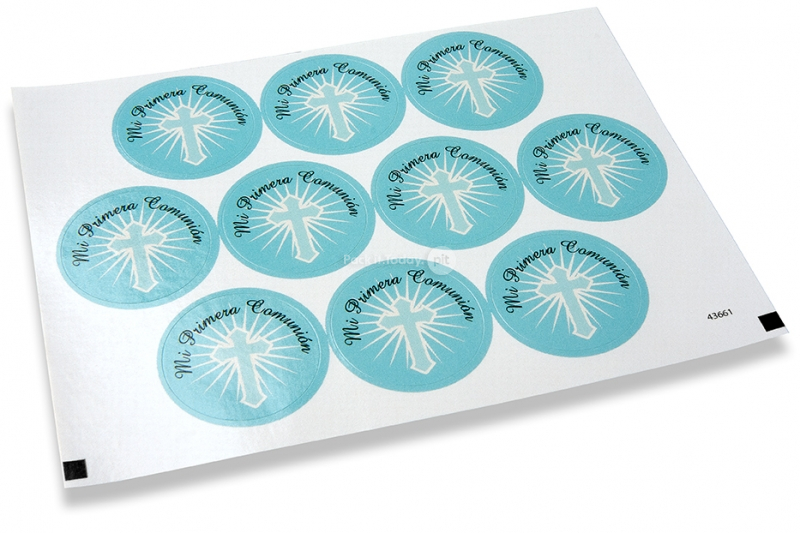 Communion envelope seals - mi primera comunión blue cross