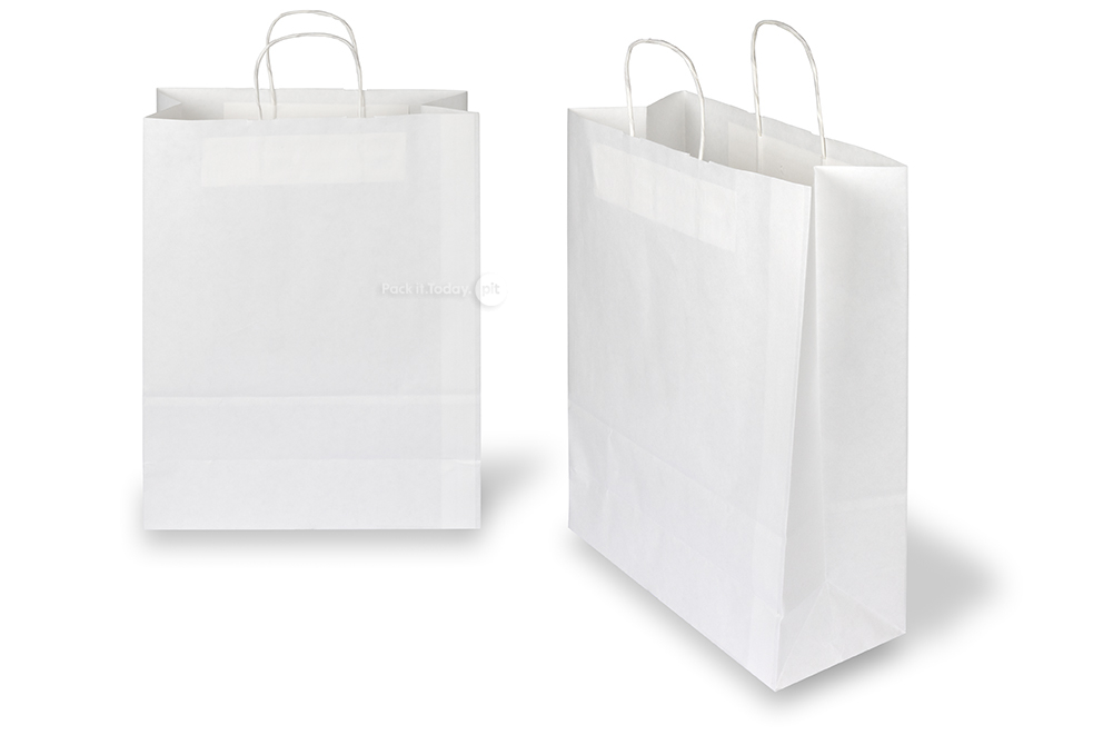 Paper carrier bags with twisted handles - white, 320 x 140 x 420 mm, 100 gsm