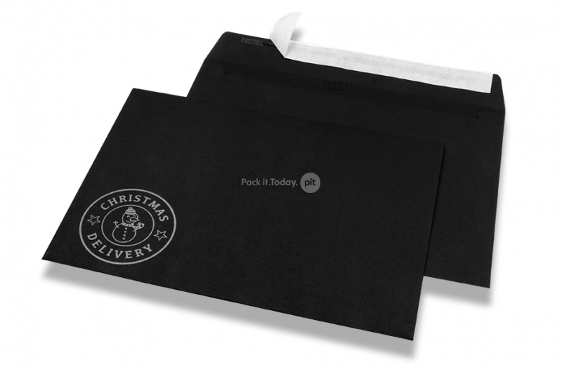 Coloured Christmas envelopes - Black, with snowman