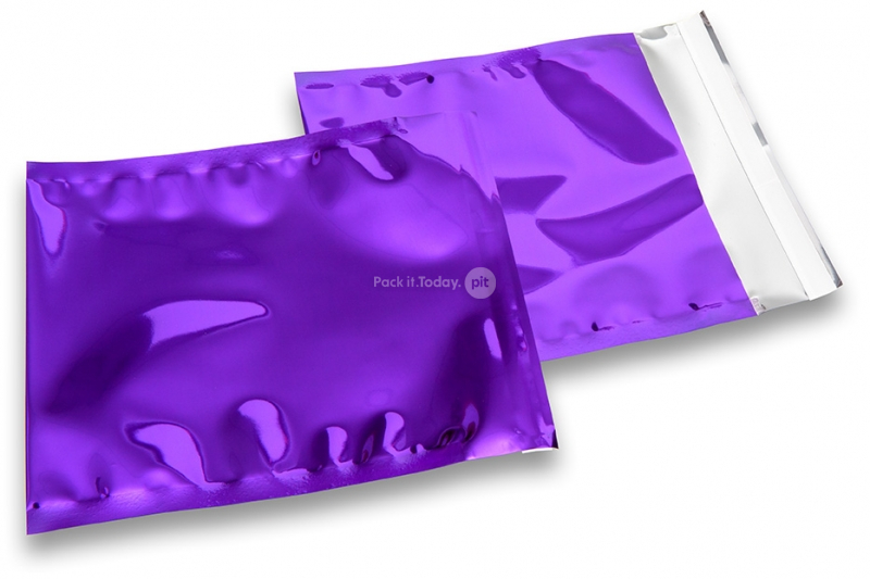 Coloured metallic foil envelopes purple - 165 x 165 mm