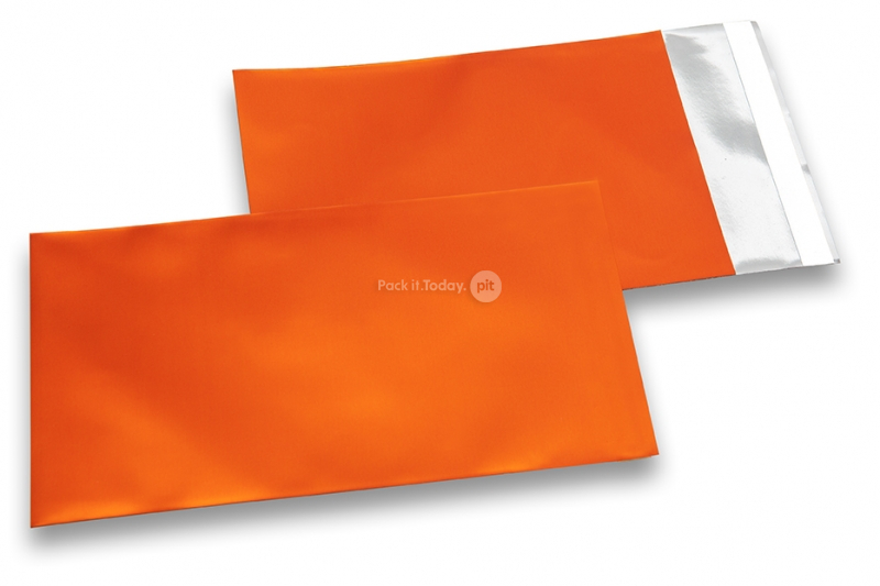 Orange coloured matt metallic foil envelopes - 114 x 162 mm