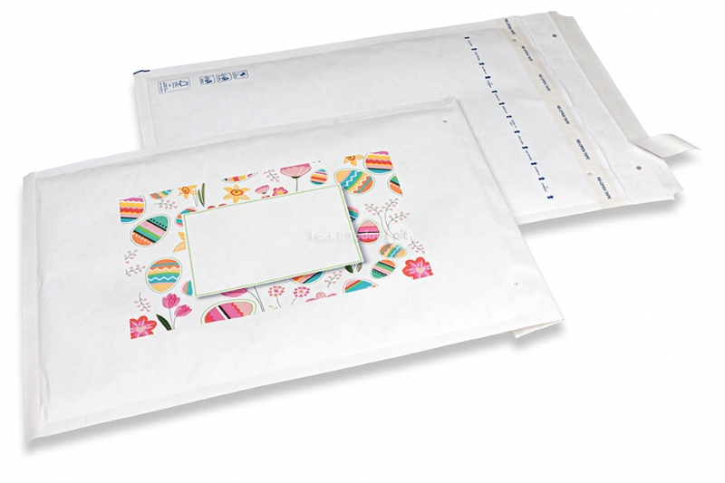 White bubble envelopes Easter - bright colours