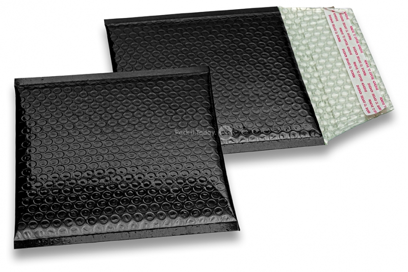 ECO metallic bubble envelopes - black 165 x 165 mm