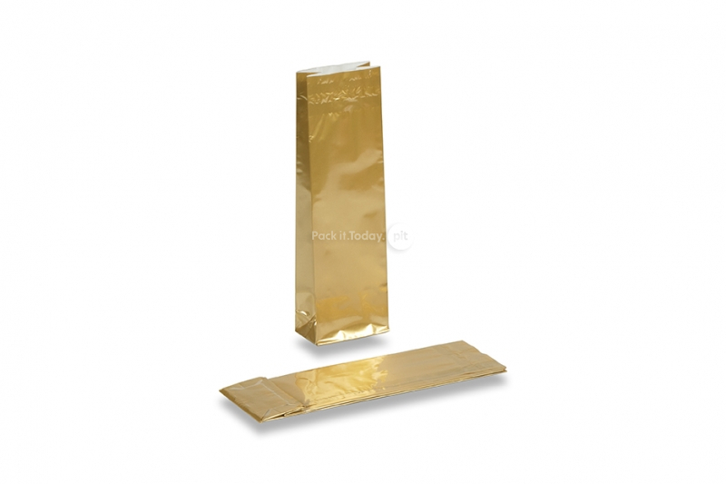 Coloured block bottom bags - gold 55 x 30 x 175 mm, 50 gram