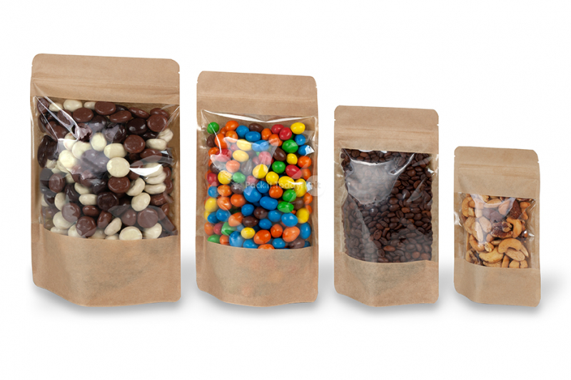 Stand up pouches with large window