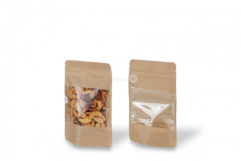 Stand up pouches with large window - 110 x 185 x 70 mm, 250 ml