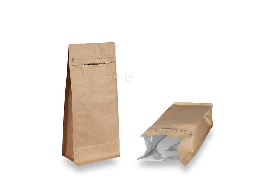Flat bottom pouches - brown, 1000 ml / 500 grams ground coffee