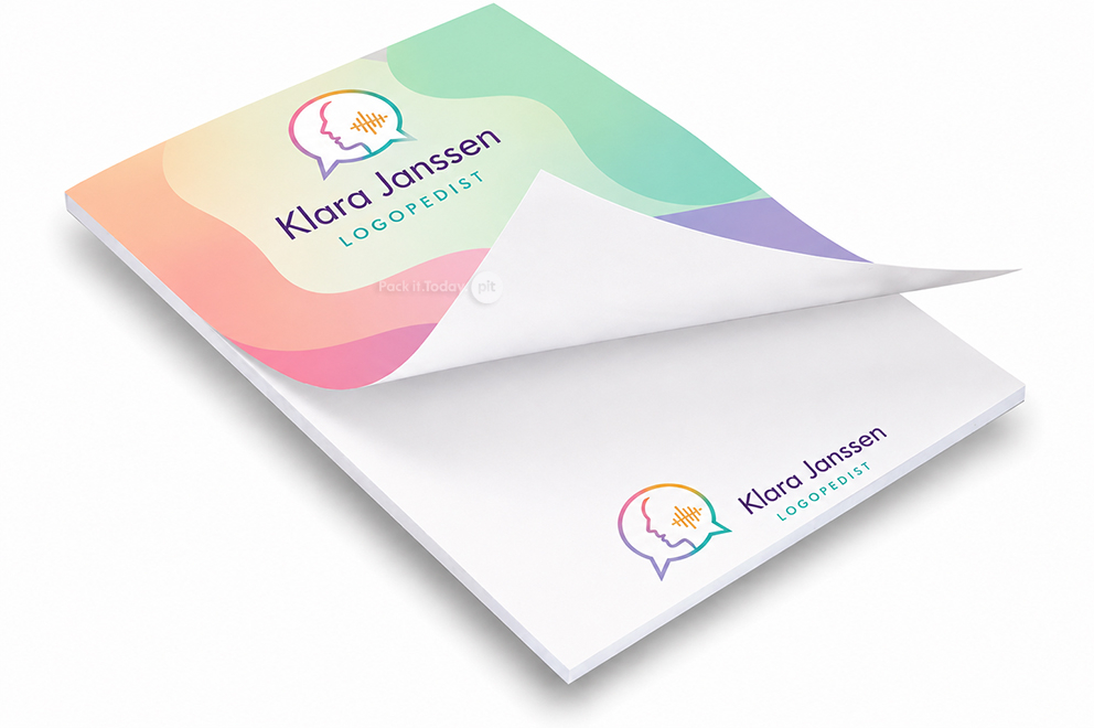 Printed notepads - 210 x 297 mm, cover with matt laminate