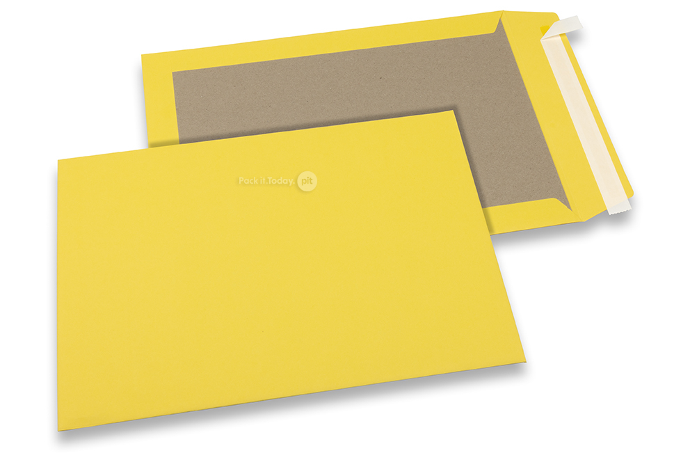 Coloured board-backed envelopes - Yellow, 229 x 324 mm
