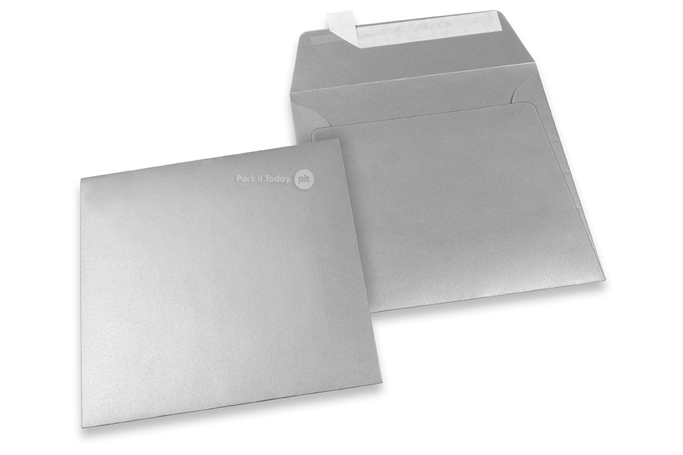 Silver metallic coloured paper envelopes - 160 x 160 mm
