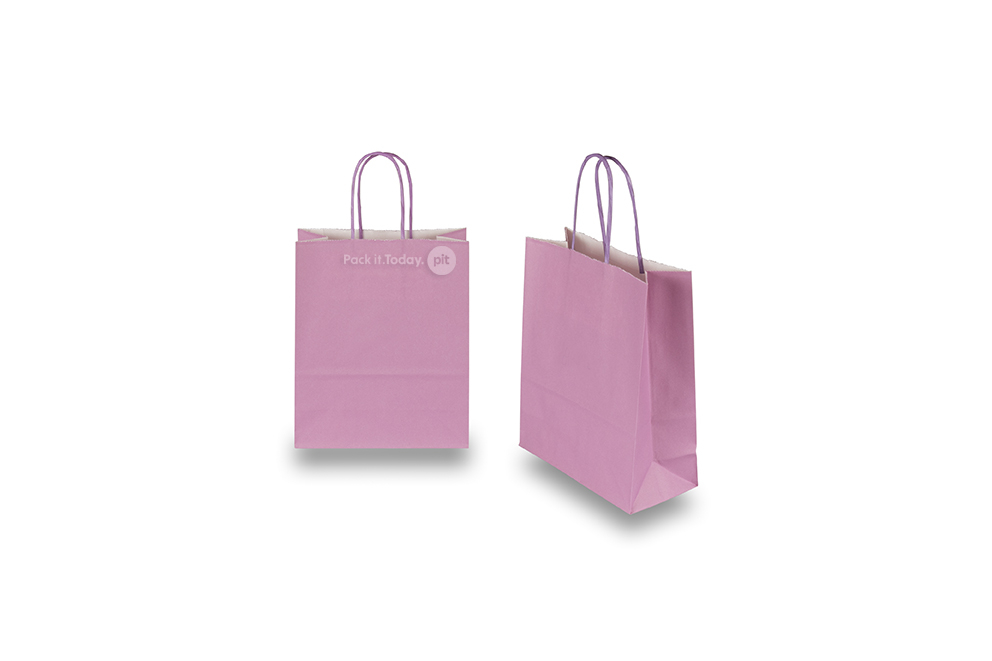 Paper carrier bags with twisted handles - lilac, 180 x 80 x 220 mm, 90 gsm