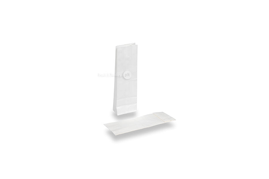 Block bottom paper bags white - 55 x 30 x 175 mm without window, 50 ml