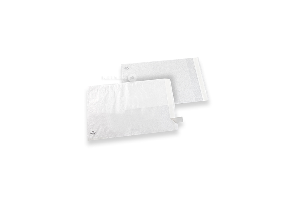 White glassine bags with peel-and-seal strip - 130 x 150 mm