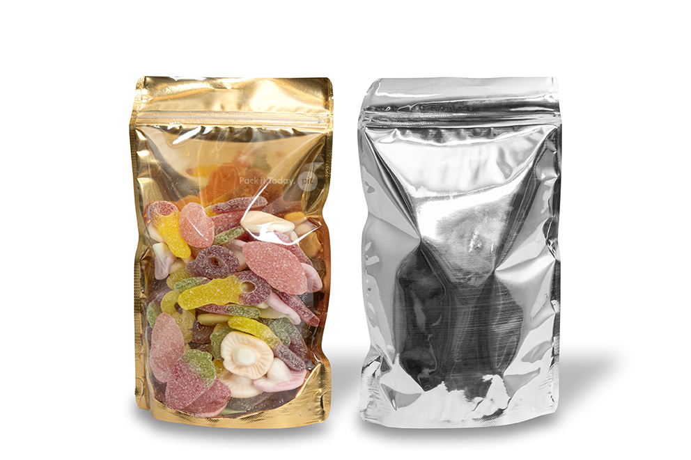 Stand up pouches metallic transparent - gold metallic, 160 x 270 x 80 mm - 750 ml