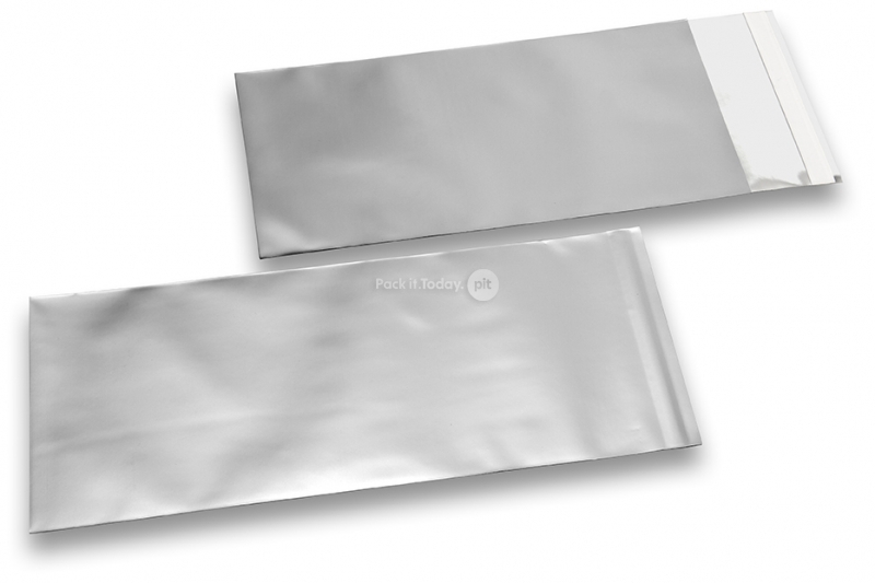 Silver coloured matt metallic foil envelopes - 110 x 220 mm