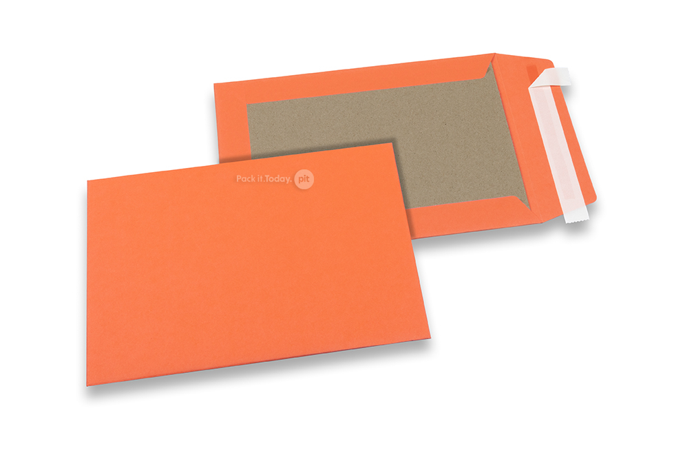 Coloured board-backed envelopes - Orange, 162 x 229 mm