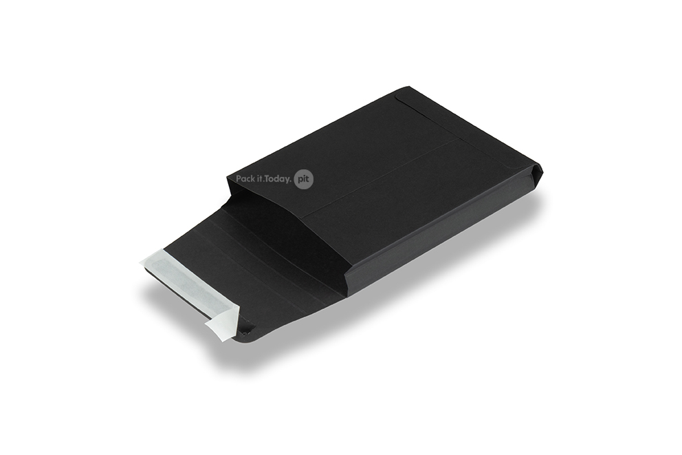 Coloured gusset envelopes V-Bottom - black, 114 x 162 x 25 mm